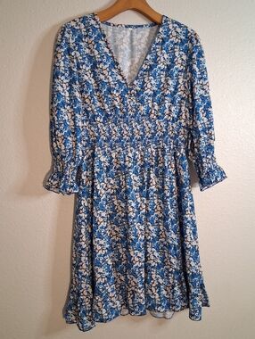 Blue Floral Dress Medium